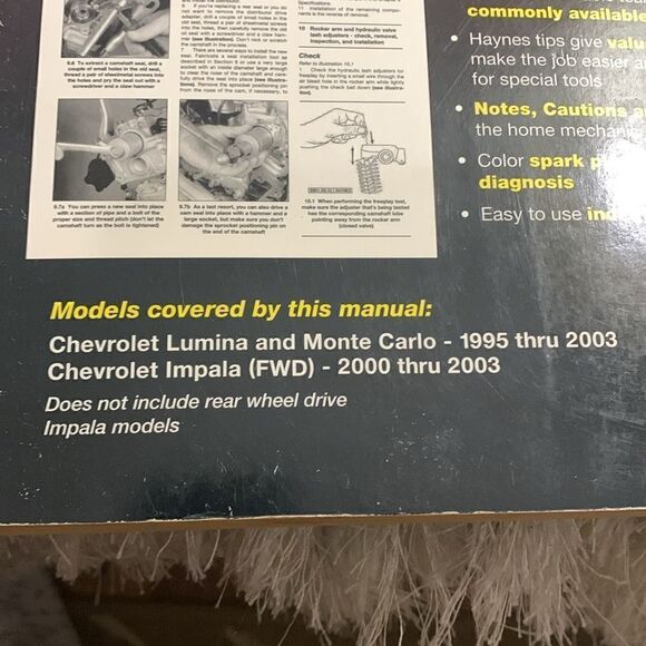 Haynes Repair Manual Chevrolet Lumina, Monte Carlo ‘95-‘03 Impala FWD 2000- 2003 - Picture 9 of 14